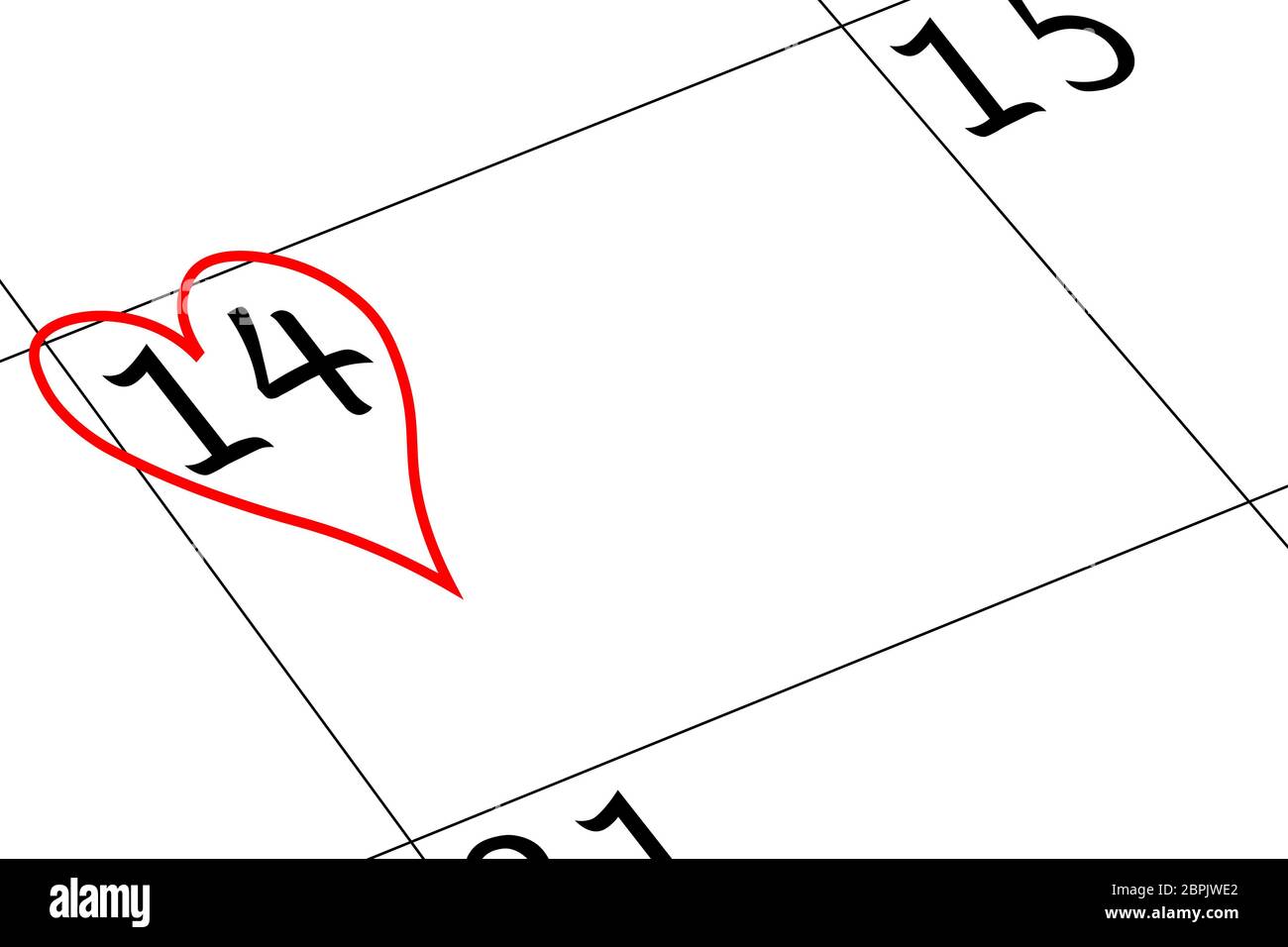 Valentinstag Kalender Tag mit Herz.`s Stockfoto